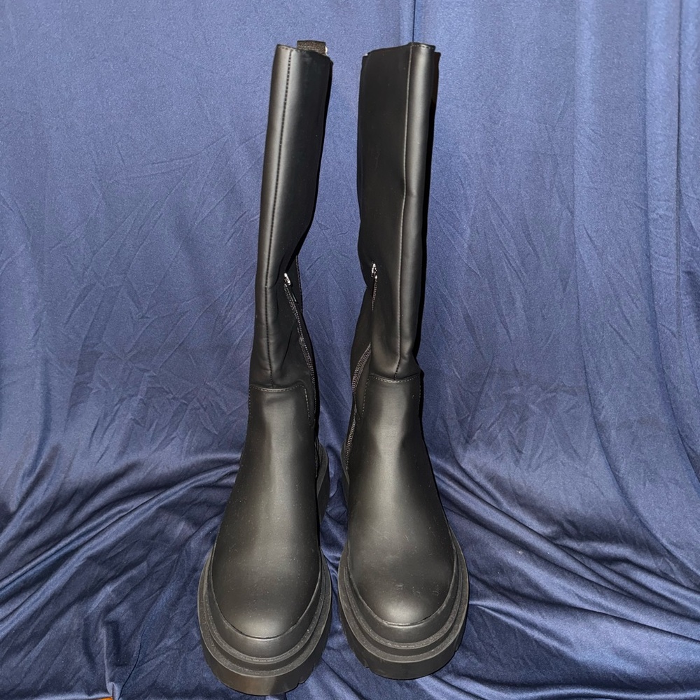 Steve Madden Black Combat Moto Boots with Chunky Sole